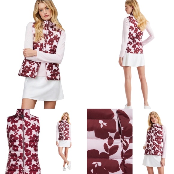 G/FORE Jackets & Blazers - G/FORE *FINAL DROP* Floral Hybrid Quilted Vest NWT pink flowers warm! 🛍️